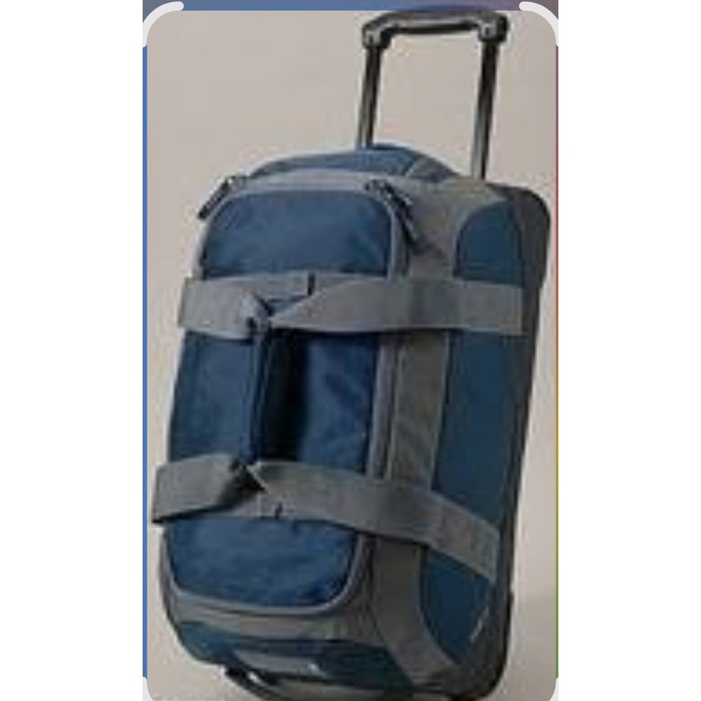 Eddie Bauer Gate 21 Rolling Duffel Bag Blue Grey Travel Luggage Wheels